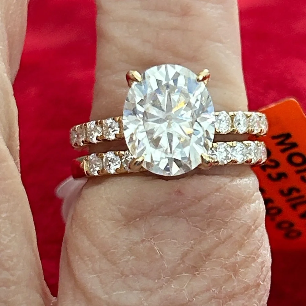 Luxury 7.0 CTW Moissanite Diamond gold wedding bridal Set size 9 - Picture 3 of 8